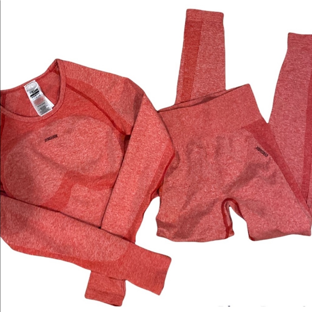 Gymshark pink long sleeved sports bra and leggings set